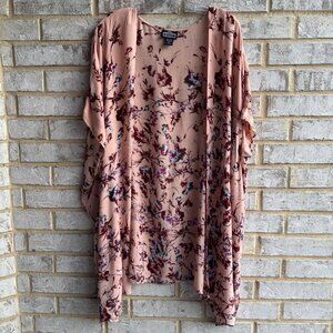Angie Sleeveless Open Front Floral Tunic Cover Up Women's Size M